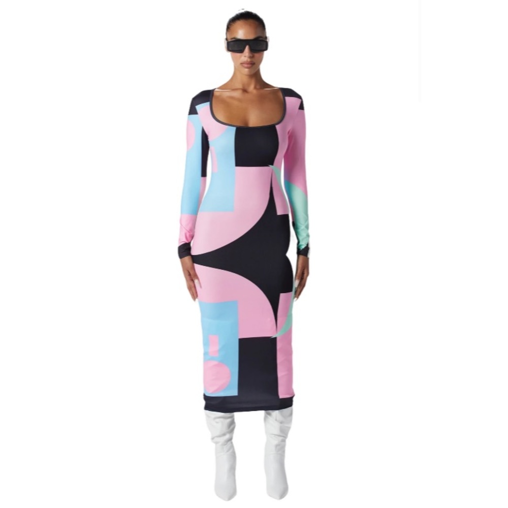 AMY SHEHAB Abstract Dress